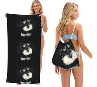 Poadnly Miniature Schnauzer Puppy, 2 in 1 Packable Towel Bag, Beach Towels with Drawstring Backpack for Travel Holiday Camping