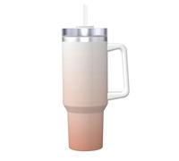 Poadnly Minimalist Chic Pastel Dusty Rose Ombre Blush Pink,40oz Ice Bully Cup with Handle Lid Straw Stainless Steel Mug Car Coffee Cup