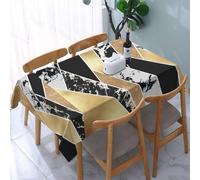 Poadnly Modern Gold Black White Glitter Marble Geometric Art, Tablecloth Waterproof Dust-Proof Tabletop Wrinkle Resistant Table Cover - 137 x 183 cm