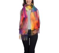 Poadnly Multi Coloured Cloud Explosion, Large Soft Cashmere Feel Shawls Wraps Women Fringed Scarf Light Stole 197x72 cm