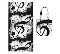 Poadnly Music Note, 2 in 1 Packable Towel Bag, Beach Towels with Tote Bag for Travel Holiday Camping
