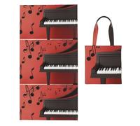 Poadnly Music Note Piano Printed, 2 in 1 Packable Towel Bag, Beach Towels with Tote Bag for Travel Holiday Camping