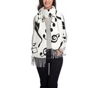 Poadnly Musical Music Saxophone, Large Soft Cashmere Feel Shawls Wraps Women Fringed Scarf Light Stole 197x72 cm