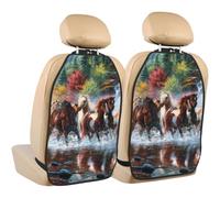 Poadnly Native American Indians Horses,2 Pack Car Seat Kick Mats Back Seat Protector Durable Back Seat Organiser