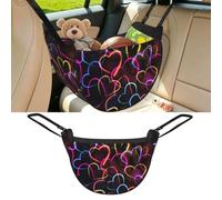Poadnly Neon Colorful Line Heart Pattern, Car Seat Organiser, Drawstring Multi-Purpose Storage Bag for Camping Shopping Travel