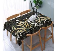 Poadnly New Art Deco Geometric Pattern Emerald Green And Gold, Tablecloth Waterproof Dust-Proof Tabletop Wrinkle Resistant Table Cover - 137 x 183 cm