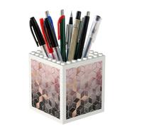Poadnly Nordic Style, Geometric Pattern Pink Rose, Gold, Pen Pot Pencil Holder for Office Home School, Compact Desk Organiser for Office Stationery
