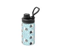 Poadnly Old English Sheepdog Background with Hand Drawn Paws Cute Cartoon,12 Oz Insulated Water Bottle Stainless Steel Coffee Mug Vacuum Tumbler Water Flask