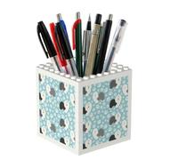 Poadnly Old English Sheepdog Background With Hand Drawn Paws Cute Cartoon, Pen Pot Pencil Holder for Office Home School, Compact Desk Organiser for Office Stationery