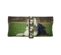 Poadnly Old English Sheepdog Dog, Portable Eyewear Case Soft Eyeglasses Bag Anti-Scratch Spectacles Sleeve Pu Leather Sunglasses Case