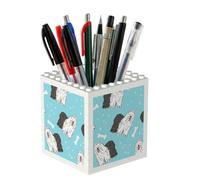 Poadnly Old English Sheepdog Pattern, Pen Pot Pencil Holder for Office Home School, Compact Desk Organiser for Office Stationery