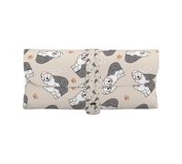 Poadnly Old English Sheepdog, Portable Eyewear Case Soft Eyeglasses Bag Anti-Scratch Spectacles Sleeve Pu Leather Sunglasses Case