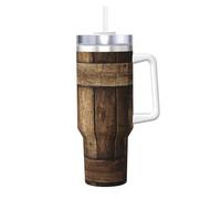 Poadnly Old Wood Plank Weathered Box Wooden Texture,40oz Ice Bully Cup with Handle Lid Straw Stainless Steel Mug Car Coffee Cup