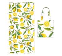 Poadnly Patterned Exotic Lemon Tree Branches Yummy Delicious, 2 in 1 Packable Towel Bag, Beach Towels with Tote Bag for Travel Holiday Camping