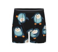 Poadnly Penguins Cartoon Patterned,Mens Boxer Briefs Novelty Underwear Soft Polyester Underpants,XL