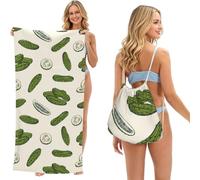 Poadnly Pickles Or Pickled Cucumbers, 2 in 1 Packable Towel Bag, Beach Towels with Drawstring Backpack for Travel Holiday Camping