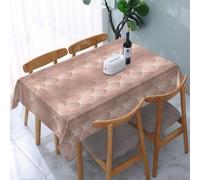Poadnly Pink Rose Copper Gray Art Deco Seashells Scales, Tablecloth Waterproof Dust-Proof Tabletop Wrinkle Resistant Table Cover - 137 x 183 cm