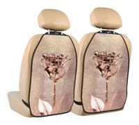 Poadnly Pink Rose Flower Gold Copper Sequin Sparkly,2 Pack Car Seat Kick Mats Back Seat Protector Durable Back Seat Organiser