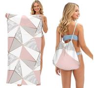 Poadnly Pink Rose Gold, 2 in 1 Packable Towel Bag, Beach Towels with Drawstring Backpack for Travel Holiday Camping