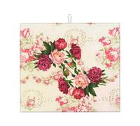 Poadnly Pink Roses, Dish Drying Mats, Sink Mat Absorbent Dish Drainer Mat For Kitchen Counter 41x46 cm