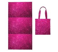 Poadnly Pink Sparkly Glitter, 2 in 1 Packable Towel Bag, Beach Towels with Tote Bag for Travel Holiday Camping