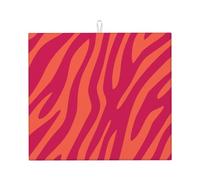 Poadnly Pretty Pink Orange Animal Print Zebra Leopard, Dish Drying Mats, Sink Mat Absorbent Dish Drainer Mat For Kitchen Counter 41x46 cm