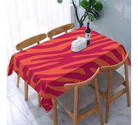 Poadnly Pretty Pink Orange Animal Print Zebra Leopard, Tablecloth Waterproof Dust-Proof Tabletop Wrinkle Resistant Table Cover - 137 x 183 cm