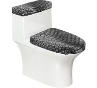Poadnly Print Grey Snake Skin,Toilet Lid Covers Reusable Set of 2 Tank Lid Covers, Dust Splash Resistant for Bathroom Decor