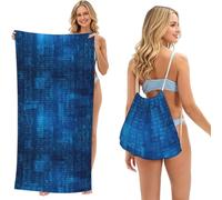 Poadnly Programmer Binary Code Blue, 2 in 1 Packable Towel Bag, Beach Towels with Drawstring Backpack for Travel Holiday Camping