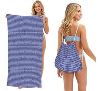Poadnly Programmer Binary Computer Code Purple, 2 in 1 Packable Towel Bag, Beach Towels with Drawstring Backpack for Travel Holiday Camping