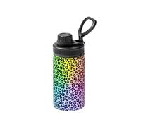 Poadnly Radial Rainbow Multicolor Leopard Pattern,12 Oz Insulated Water Bottle Stainless Steel Coffee Mug Vacuum Tumbler Water Flask