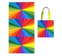 Poadnly Rainbow Colored Swirls, 2 in 1 Packable Towel Bag, Beach Towels with Tote Bag for Travel Holiday Camping