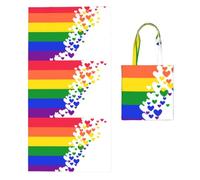Poadnly Rainbow Flag Gay Pride Lesbian Lgbt, 2 in 1 Packable Towel Bag, Beach Towels with Tote Bag for Travel Holiday Camping