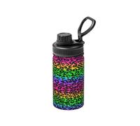 Poadnly Rainbow Leopard Print,12 Oz Insulated Water Bottle Stainless Steel Coffee Mug Vacuum Tumbler Water Flask