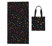 Poadnly Rainbow Paw Footprint Animal Pattern, 2 in 1 Packable Towel Bag, Beach Towels with Tote Bag for Travel Holiday Camping