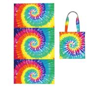 Poadnly Rainbow Tie Dye Print, 2 in 1 Packable Towel Bag, Beach Towels with Tote Bag for Travel Holiday Camping