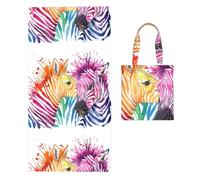 Poadnly Rainbow Zebra, 2 in 1 Packable Towel Bag, Beach Towels with Tote Bag for Travel Holiday Camping
