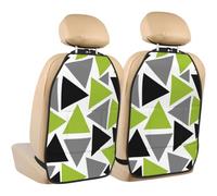 Poadnly Random Triangles Lime Green Gray Black On White,2 Pack Car Seat Kick Mats Back Seat Protector Durable Back Seat Organiser