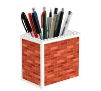 Poadnly Red Brick Wall Texture Printed, Pen Pot Pencil Holder for Office Home School, Compact Desk Organiser for Office Stationery