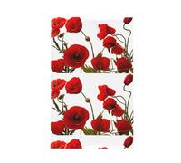 Poadnly Red Poppy Flowers,Waffle Tea Towels Kitchen Drying Dish Towels Absorbent Dish Cloth 41 x 66 cm