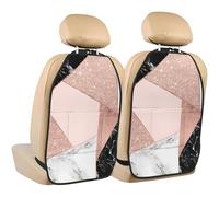 Poadnly Rose Gold Glitter Black White Marble Geometric,2 Pack Car Seat Kick Mats Back Seat Protector Durable Back Seat Organiser