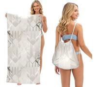 Poadnly Rose Gold Marble Background, 2 in 1 Packable Towel Bag, Beach Towels with Drawstring Backpack for Travel Holiday Camping