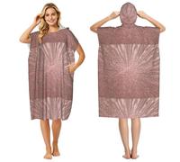 Poadnly Rose Gold Pink Printed, Adult Hooded Beach Towel 90 x 110 cm,Changing Bath Robe, Surf Poncho Towel For Women Men