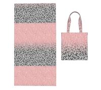 Poadnly Rose Gold Silver Glitter Leopard Print, 2 in 1 Packable Towel Bag, Beach Towels with Tote Bag for Travel Holiday Camping