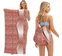 Poadnly Rose Gold Sparkle Glam Bling, 2 in 1 Packable Towel Bag, Beach Towels with Drawstring Backpack for Travel Holiday Camping