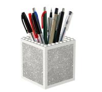 Poadnly Ruauru Light Silver Glitter, Pen Pot Pencil Holder for Office Home School, Compact Desk Organiser for Office Stationery