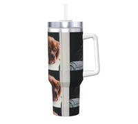 Poadnly Ruby Cavalier King Charles Spaniel Puppy Dog,40oz Ice Bully Cup with Handle Lid Straw Stainless Steel Mug Car Coffee Cup