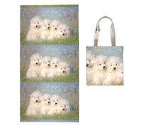 Poadnly Samoyed Puppies White Dogs Family Small Samoyed, 2 in 1 Packable Towel Bag, Beach Towels with Tote Bag for Travel Holiday Camping