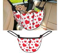 Poadnly Scattered Heart, Car Seat Organiser, Drawstring Multi-Purpose Storage Bag for Camping Shopping Travel