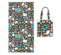 Poadnly Science Chemistry Pattern, 2 in 1 Packable Towel Bag, Beach Towels with Tote Bag for Travel Holiday Camping